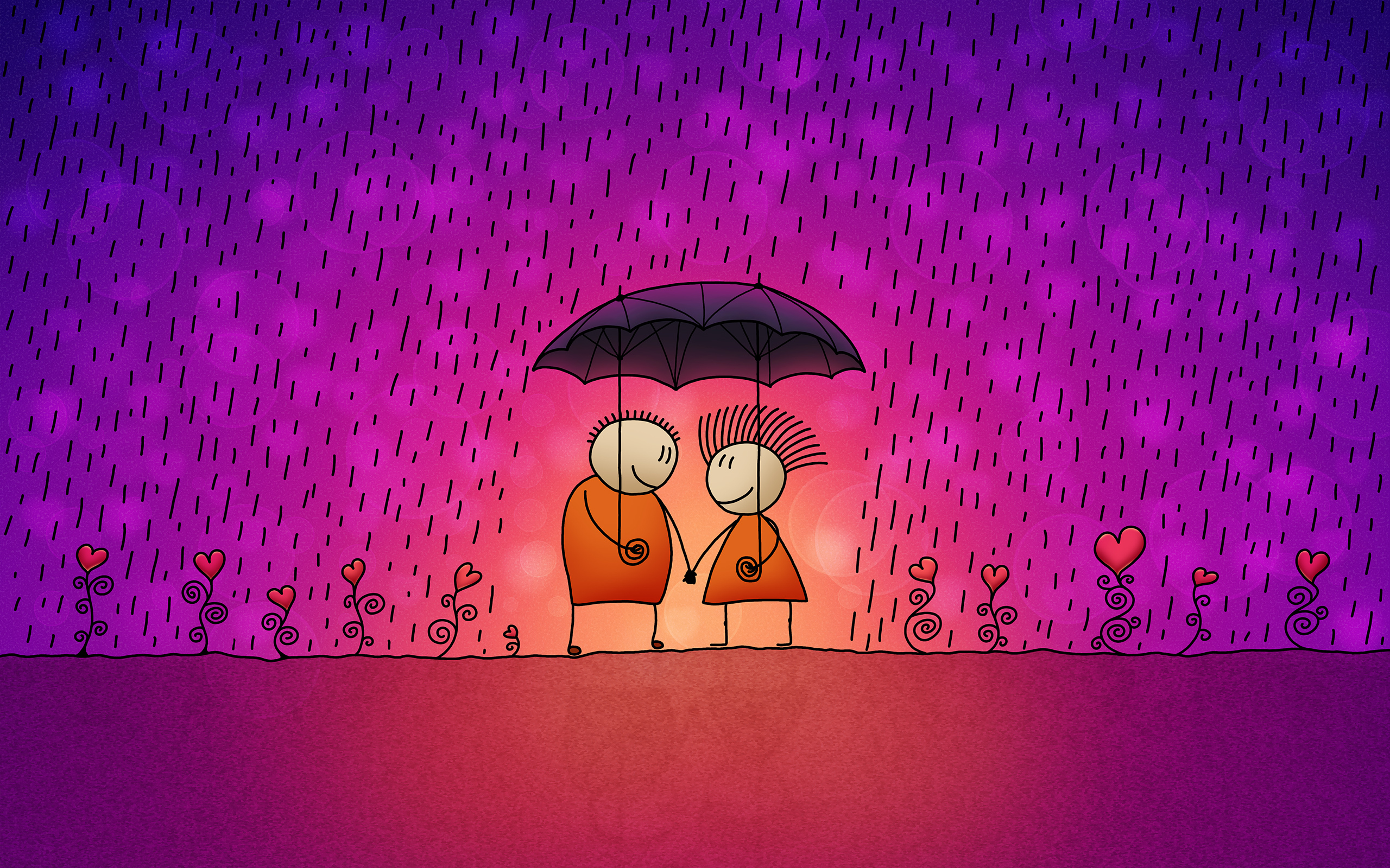 Обои дождь, любовь, зонт, rain, love, umbrella разрешение 2560x1600 Загрузить