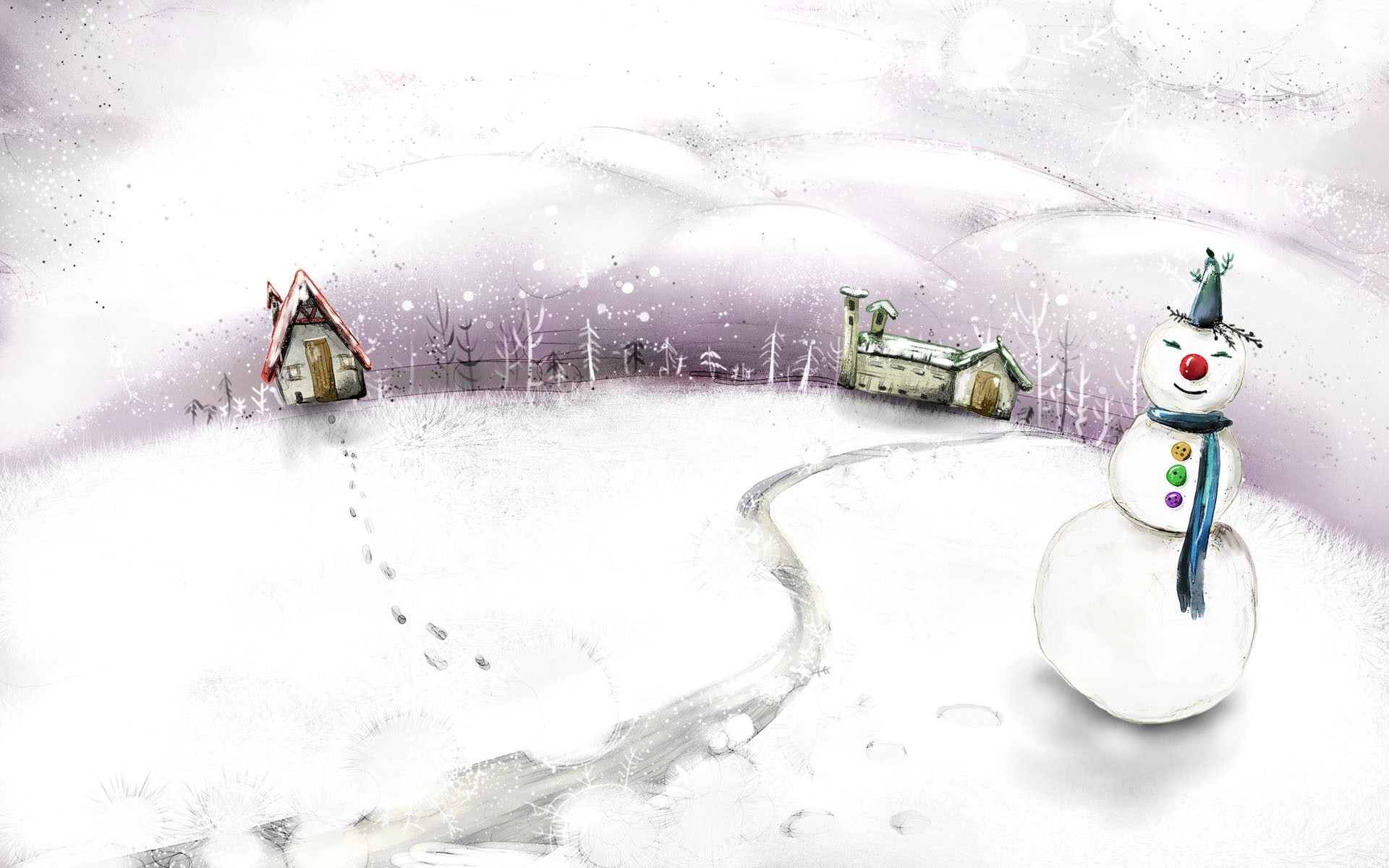 Обои рисунок, зима, снеговик, figure, winter, snowman разрешение 1920x1200 Загрузить