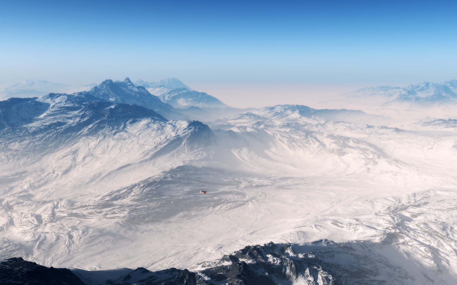 Обои горы, снег, вертолет, mountains, snow, helicopter разрешение 1920x1200 Загрузить