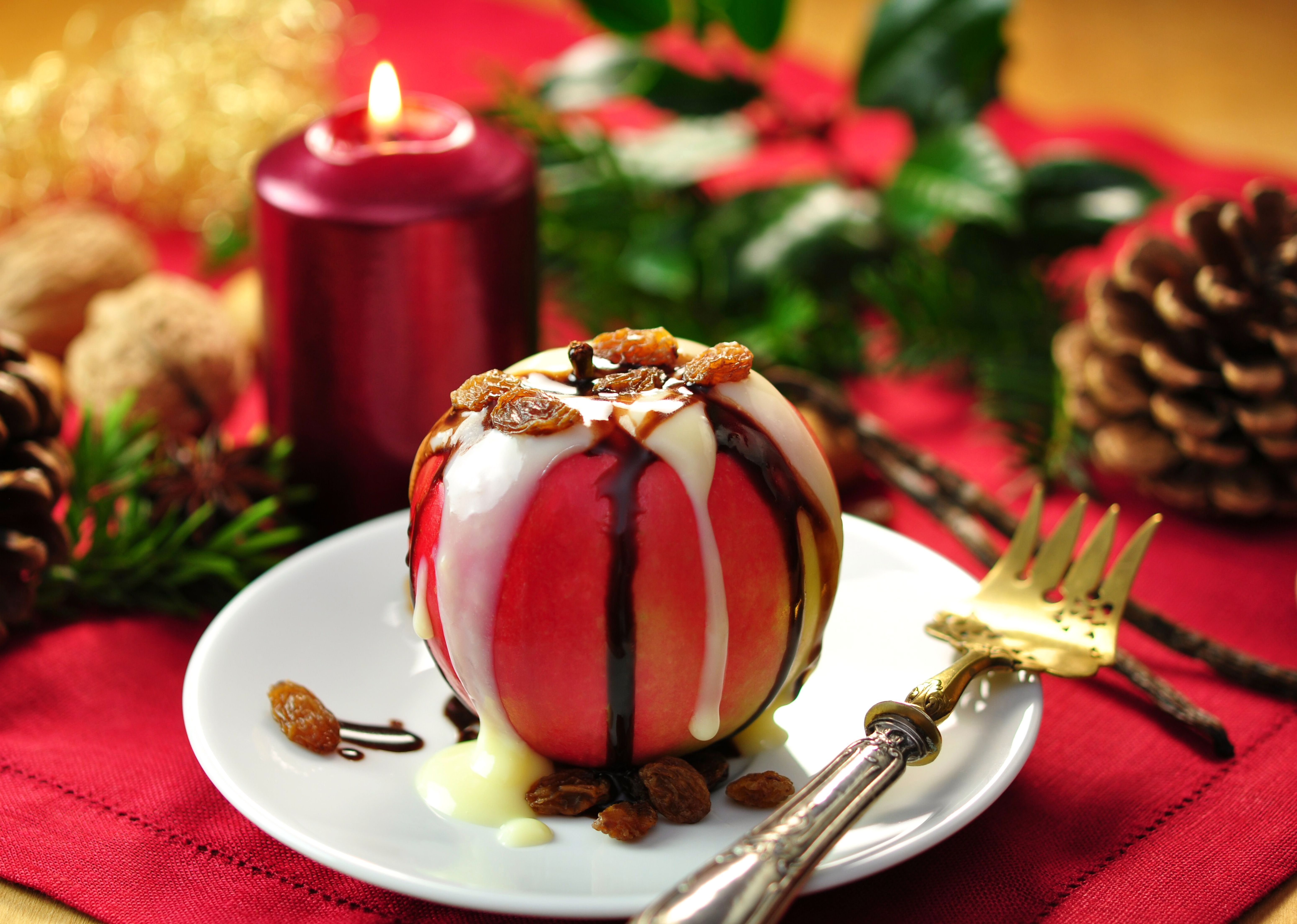 Обои новый год, яблоко, шоколад, десерт, winter split, snack, яблочный десерт, new year, apple, chocolate, dessert, apple dessert разрешение 6200x4419 Загрузить