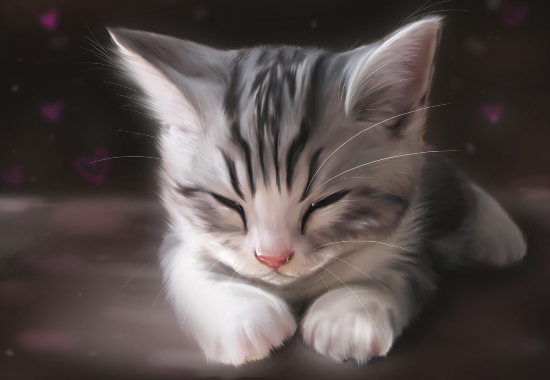 Обои арт, рисунок, мордочка, кошка, котенок, спит, лапки, art, figure, muzzle, cat, kitty, sleeping, legs разрешение 1920x1327 Загрузить
