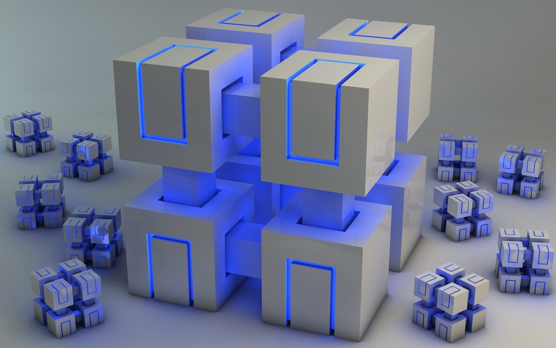 Обои свет, фон, квадраты, кубы, 3д, моделирование, light, background, squares, cuba, 3d, modeling разрешение 1920x1200 Загрузить