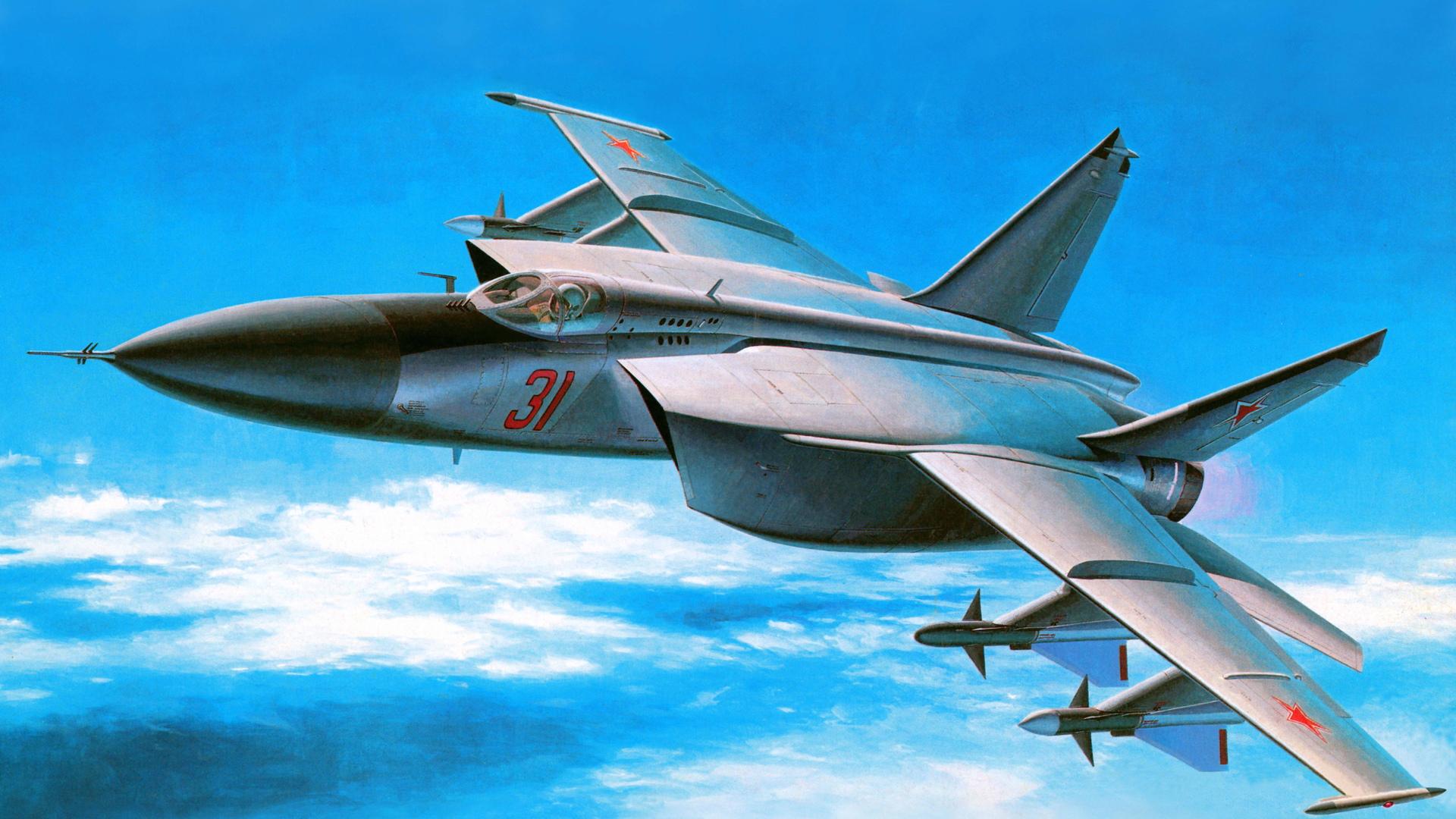 Обои арт, сверхзвуковой, фоксбэт, советский, миг-25, art, supersonic, foxbat, soviet, the mig-25 разрешение 1920x1080 Загрузить