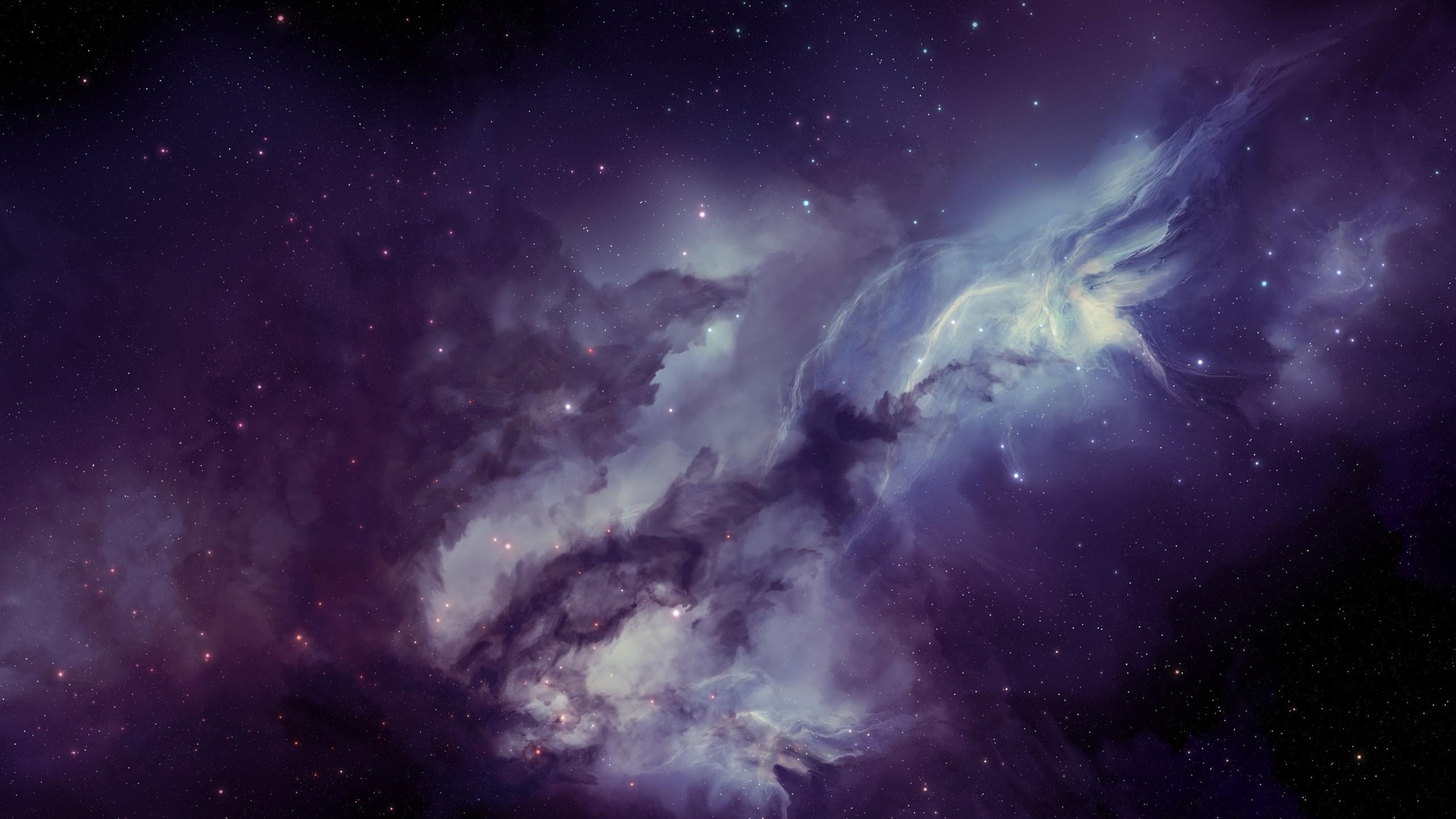 Обои огни, космос, звезды, туманность, материя, lights, space, stars, nebula, matter разрешение 2560x1440 Загрузить