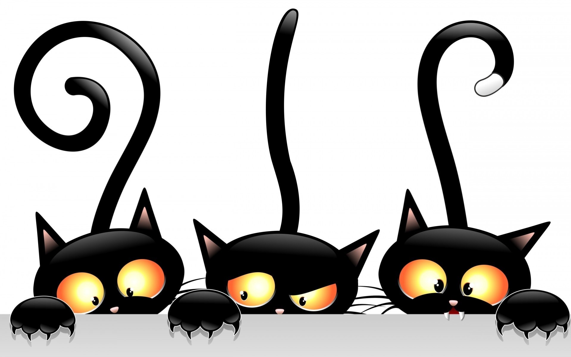 Обои глаза, вектор, взгляд, ушки, коты, чёрные, хвосты, eyes, vector, look, ears, cats, black, tails разрешение 1920x1200 Загрузить