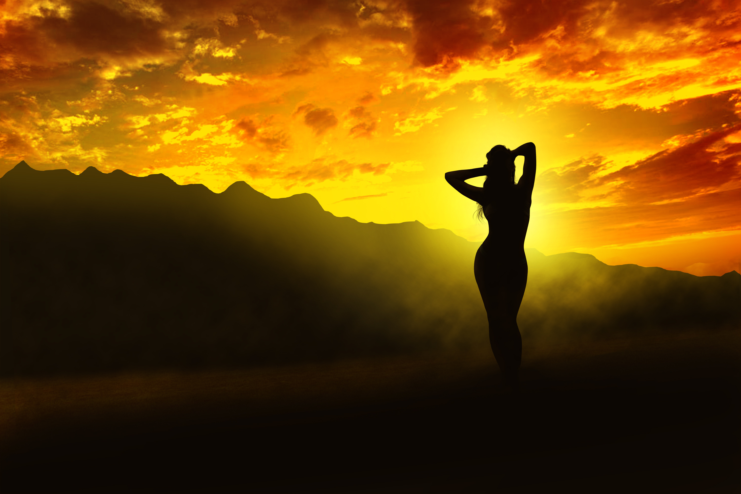 Qi Gong Sunset woman