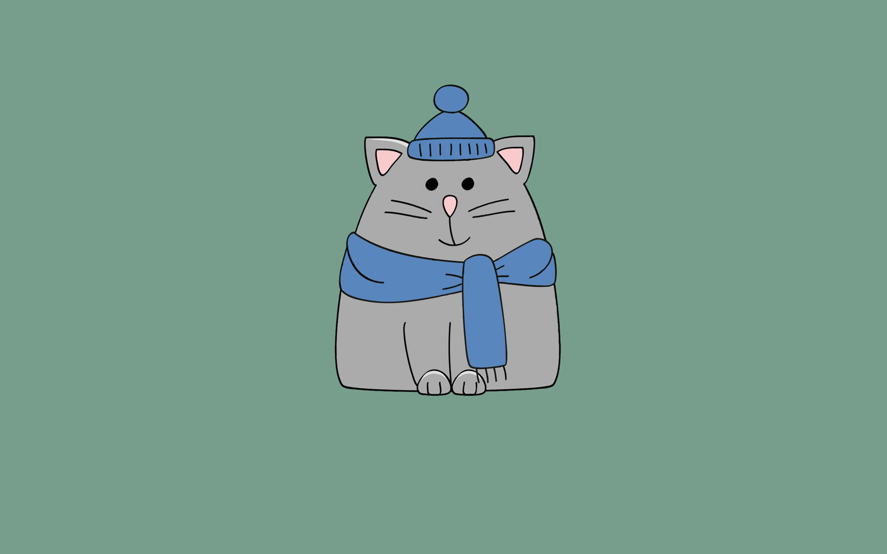 Обои кот, минимализм, шапка, шарф, cat, minimalism, hat, scarf разрешение 2880x1800 Загрузить