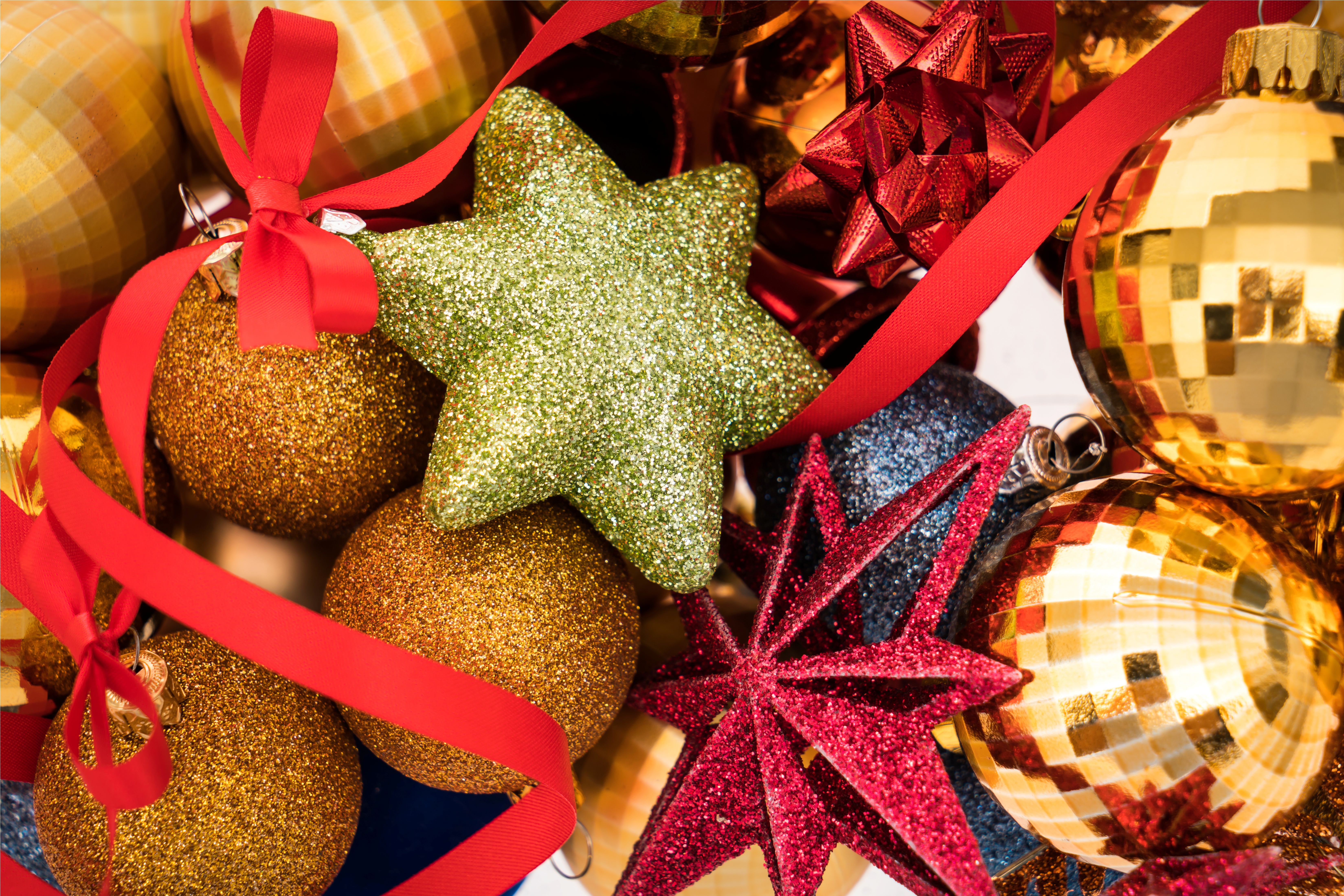 Обои новый год, шары, звезда, рождество, новогодние украшения, декор, new year, balls, star, christmas, christmas decorations, decor разрешение 6600x4402 Загрузить