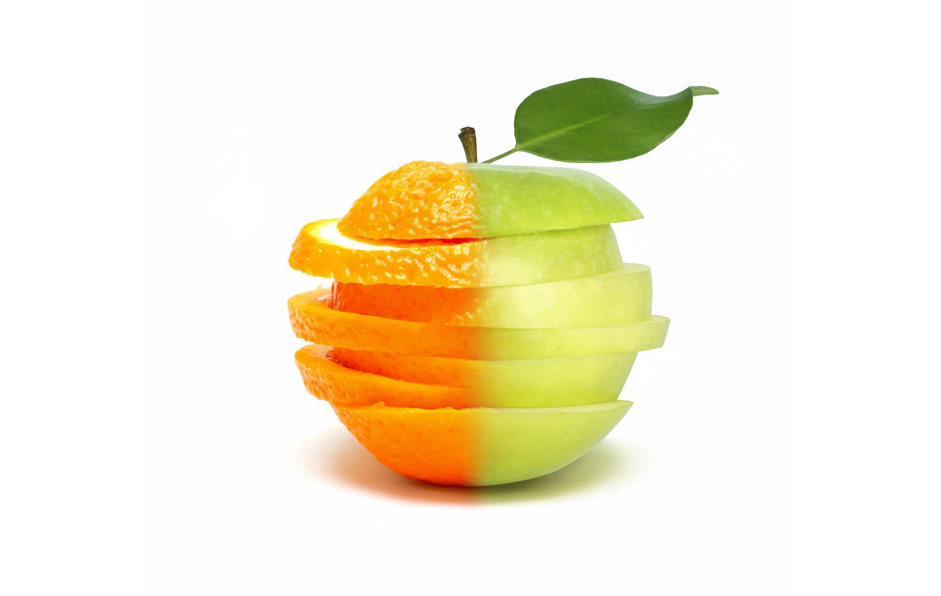 Обои апельсин, яблоко, красивые, экран, картинки, orange, apple, beautiful, screen, pictures разрешение 3000x1900 Загрузить