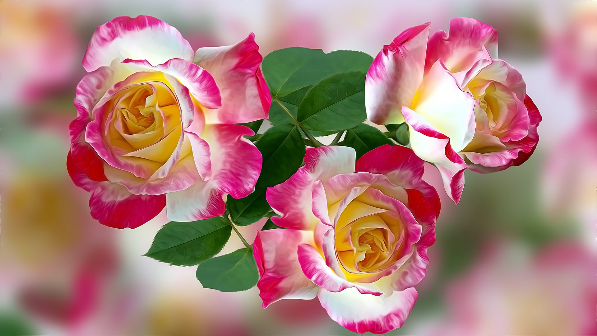 Обои цветы, листья, розы, лепестки, боке, flowers, leaves, roses, petals, bokeh разрешение 1920x1080 Загрузить